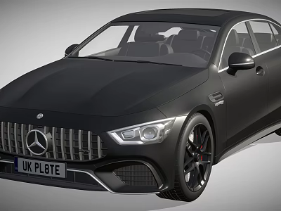 Black Mercedes Coupe With UK License Plate And Black Alloy Wheels 3d model