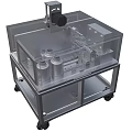 Industrial Processing Equipment with Metal Frame Transparent Enclosure Mobile Wheels and Internal Metal Cans