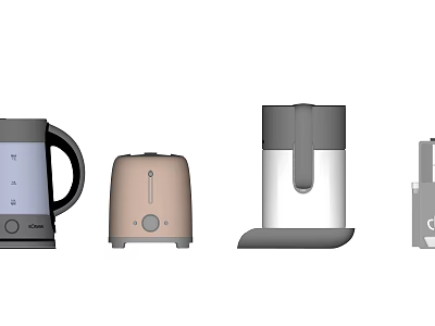 Modern Household Appliances Kettle Toaster Air Fryer And Coffee Maker Set 3d model