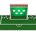 Soccer Field Model With Green Lawn White Lines Goalpost And Soccer Balls