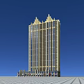 Modern Commercial Complex With Tall Building Exterior Design Decorative Top And Ground Floor Shops