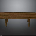 Rustic Long Wooden Table With Natural Wood Grain And Sturdy Legs
