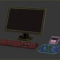 Modern Sleek Computer Workstation With Monitor Keyboard Mouse And Mouse Pad Setup