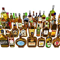 Different Types Of Alcohol Glass Bottles With Various Labels And Shapes
