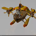 Water Vehicle With Yellow Red Design Wooden Hull Airplane Wings And Propellers