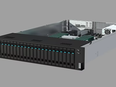 Rackmount Server Storage System With Multiple Hard Drive Bays LED Indicators And Internal Components 3d model