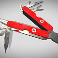 Red Swiss Army Multitool With Pliers Blades And Multiple Tools 3d model