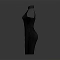 Fashionable Black Sleeveless Dress With Cross Straps And Slim Fit Design