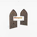 Classic Wooden Double Doors With Arched Top And Carved Decorative Details