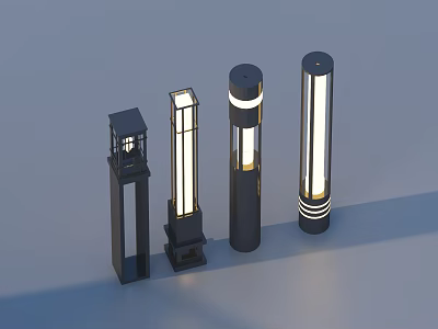 Modern Outdoor Lights With Various Stylish Designs And Bright Warm Illumination 3d model