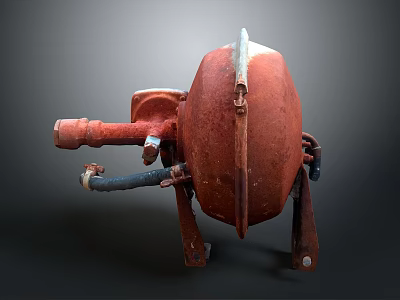 Vintage Red Metal Living Supplies For Daily Use With Old Fashioned Metal Parts 3d model