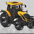 Yellow Functional Farm Tractor With Large Tires And Cab For Agricultural Tasks