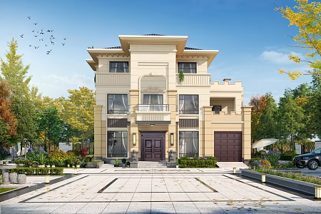 European style single-family villa SU model 3d model