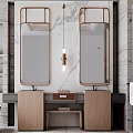 Modern Luxury Bathroom Interior Design With Marble Walls Double Mirrors And Bathtub