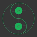 Yin Yang Shaped Device With Black And White Sections And Circular Components