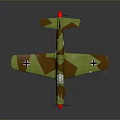 Camouflage Airplane Model With Green Brown Paint Red Nose Blue Cross And White Wing Stars