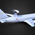 Passenger Airplane with White Fuselage Radar Dome on Tail Japanese Flag Emblem and Number 563