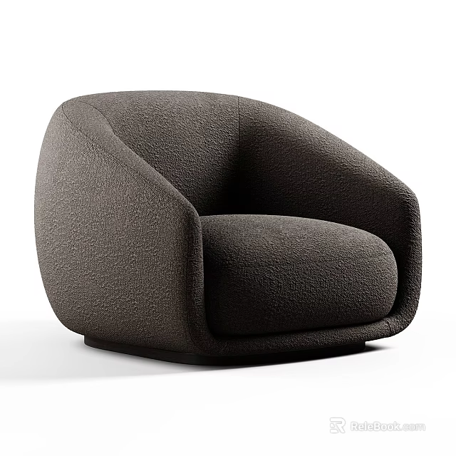 Modern Rounded Leisure Chair With Plush Fabric Comfortable Seat And Armrests 3d model 