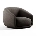 Modern Rounded Leisure Chair With Plush Fabric Comfortable Seat And Armrests