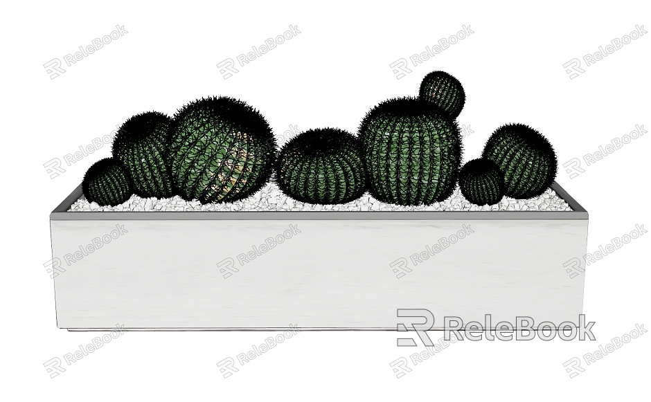 Modern potted plant cactus model