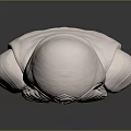 White Sculpted Bust of Hooded Masked Character With Intricate Chest Design and Pedestal Base
