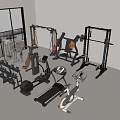 Modern Gym Featuring Various Sports Equipment Including Treadmill Dumbbells Elliptical And Weight Bench