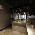 Japanese Restaurant Interior With Cherry Blossom Decor Hanging Lanterns Dining Tables Chairs And Wall Art