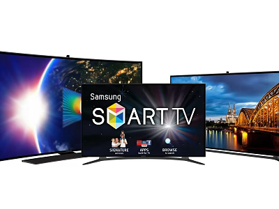 Samsung Smart TV Series Showcasing Multiple Screens With Vivid Earth And City Scenery 3d model
