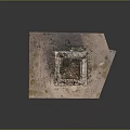 Ancient Stone Ruined Building Structure With Broken Walls And Window On Square Base 3d model