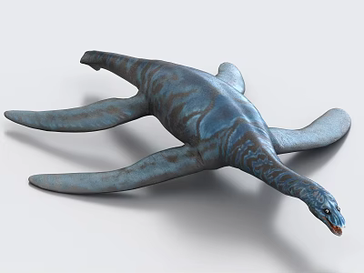 Blue Plesiosaur Prehistoric Marine Reptile With Flippers And Long Neck 3d model
