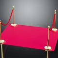 Red Square Carpet Display With Gold Stanchions And Red Ropes Setup 3d model