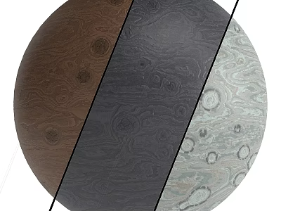 Wooden Components with Dark Brown Dark Gray Light Gray Wood Grain Texture and Circular Knots 3d model