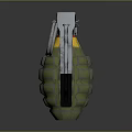Green Hand Grenade With Textured Surface And Silver Safety Pin 3d model