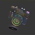Vintage Black Electronic Camera With Detachable Lens Cap And Classic Design