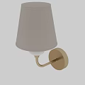 Elegant Modern Wall Lamp With Gold Metal Curved Arm Round Base And Beige Fabric Shade