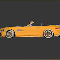 Yellow Convertible Sports Car With White Rear Spoiler Black Interior And Golden Wheels