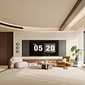 Modern Living Dining Room Interior With Open Concept Large Windows Mountain View And Beige Sofa