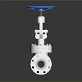 White Mechanical Valve With Blue Handwheel And Flange Connections Design