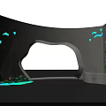 Modern Curved White Display Structure With Blue Lighting And Green Plants Design