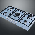 Modern Stainless Steel Gas Cooktop With Four Burners And Control Knobs 3d model