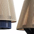 Modern Woven Pendant Lights With Colored Tops And Soft Glowing Illumination
