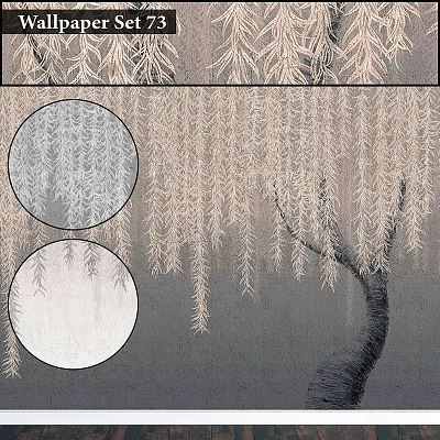 Decorative Components Of Weeping Willow Branches In Ink Painting Style With Gray Background 3d model