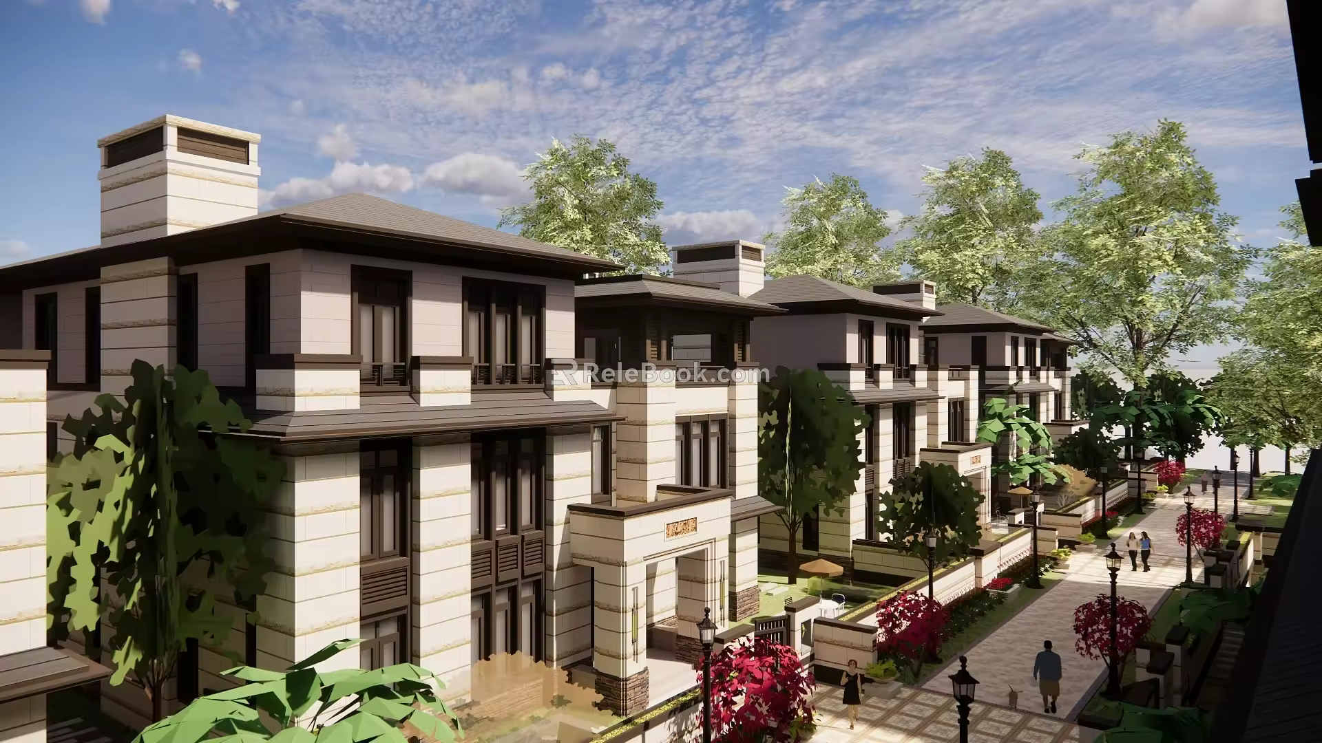 New Chinese style villa SU model 3d model