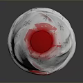 Shiny Silver Bottle With Red Cap Spiral Pattern And Circular Logo Design