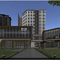 Modern Commercial Street With Glass Facade Starbucks Gucci Stores Pedestrians And High Rise Buildings