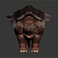 Ankylosaurus Dinosaur With Brown Body Thick Armored Shell And Horned Head