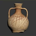 Terracotta Sculpture Carving Of Two Handled Clay Pot With Intricate Surface Patterns