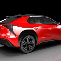 Red Electric Crossover SUV With Modern Aerodynamic Design And Charging Port
