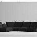 Modern L Shaped Upholstered Sectional Sofa Black and Beige Comfortable Design 3d model