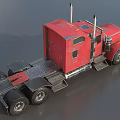 Red Semi Truck Featuring Dual Exhaust Pipes Shiny Cab And Black Tires